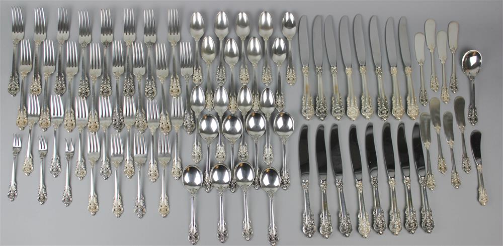 Appraisal: WALLACE MFG CO SILVER 'GRAND BAROQUE' PART FLATWARE SERVICE including