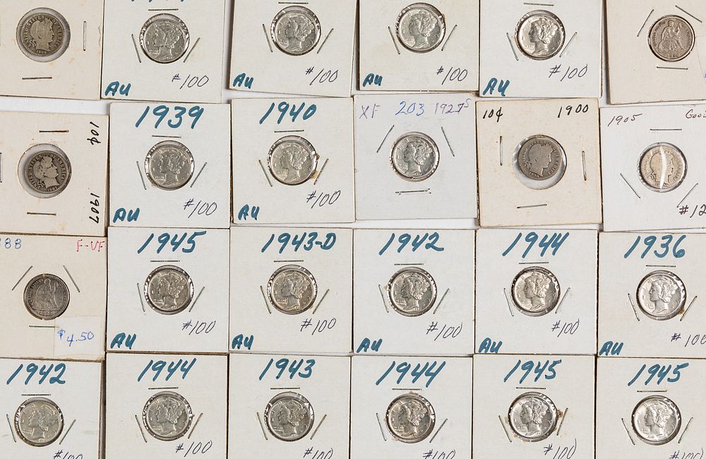 Appraisal: Mercury Barber and seated Liberty silver dimes Collection of Mercury