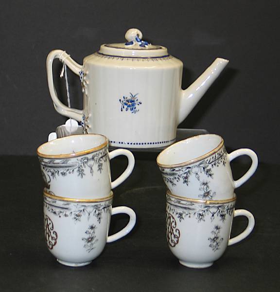 Appraisal: A Chinese Export teapot and four monogrammed cups late th