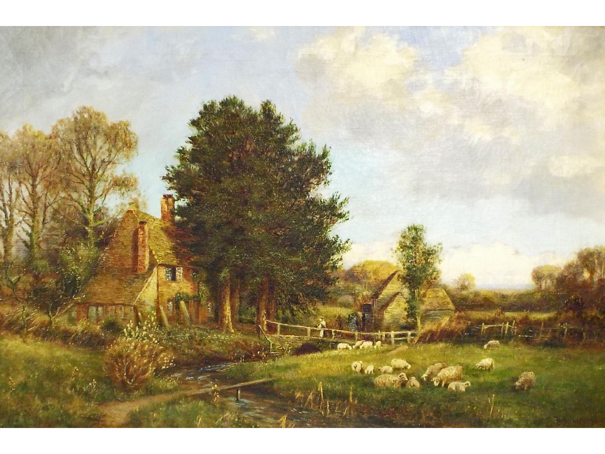 Appraisal: John Bonny - - rural scene with sheep grazing beside