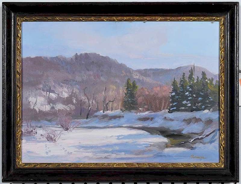 Appraisal: Attributed to Edwin Brewer American - Winter Scene signed lower