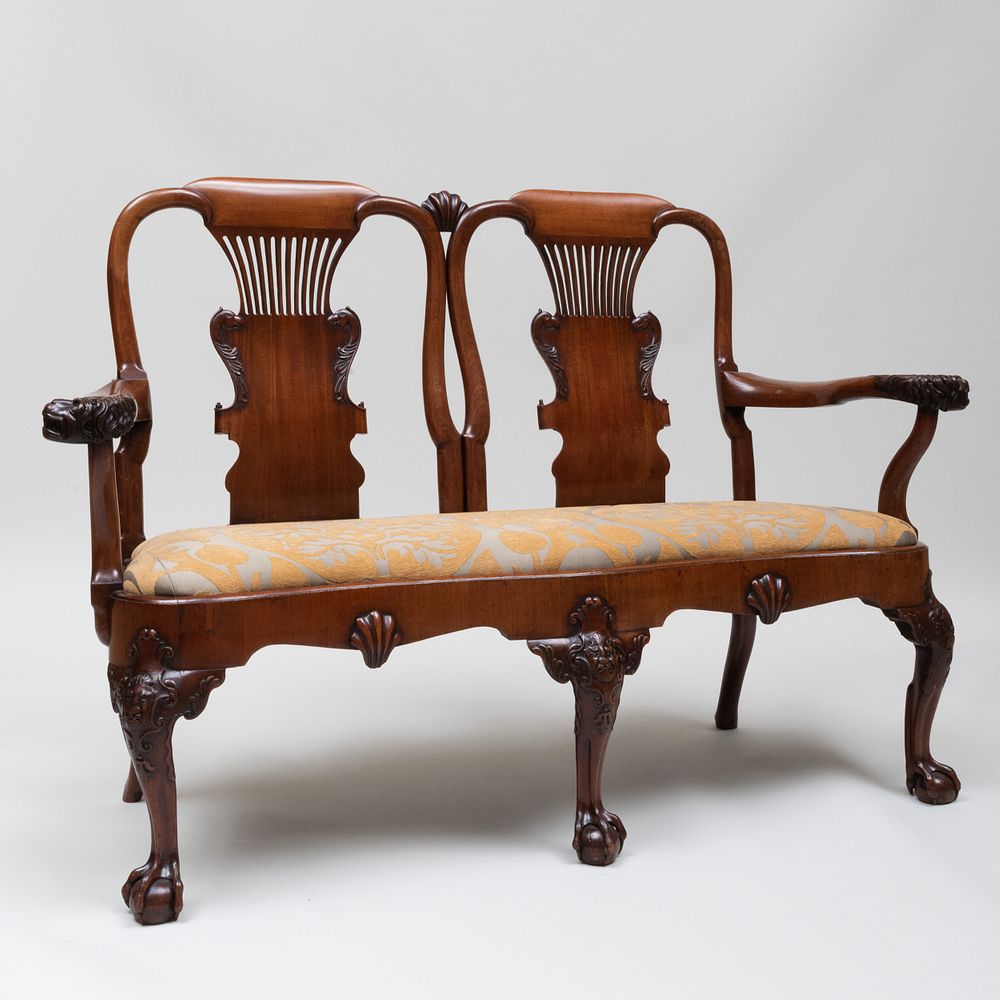 Appraisal: Fine Early George III Carved Mahogany Double Chair Back Settee