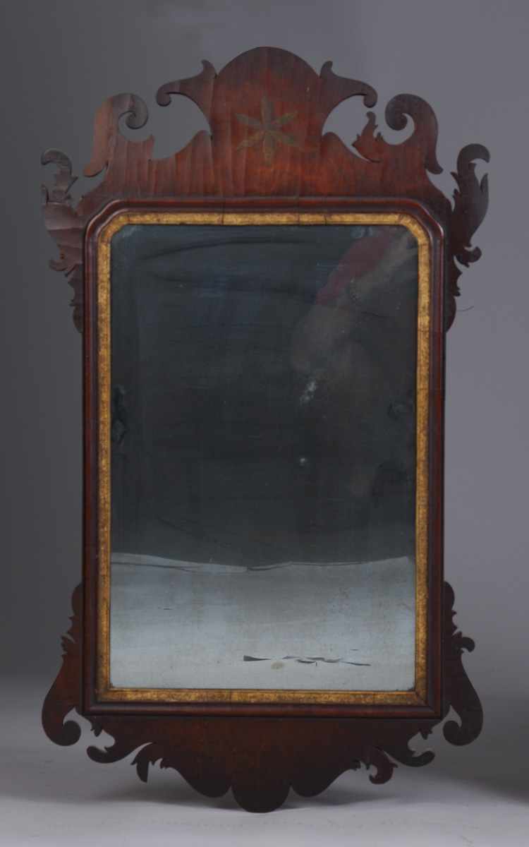 Appraisal: th Cent Chippendale Mahogany Mirror w Gilt Liner Original backboard