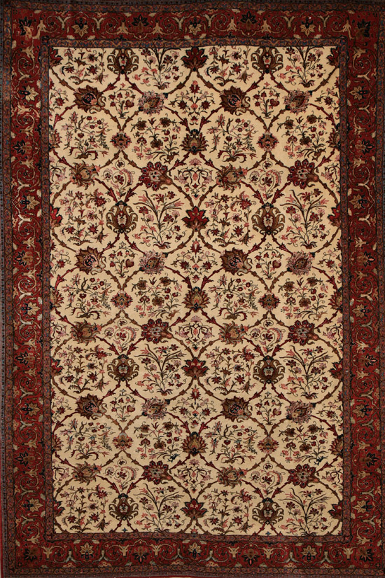 Appraisal: Qum Partial Silk Rug Third Quarter th Century Ivory ground