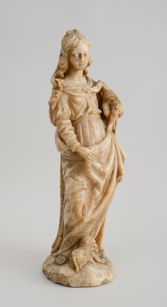 Appraisal: EUROPEAN BAROQUE CARVED ALABASTER FIGURE GROUP OF THE MADONNA AND