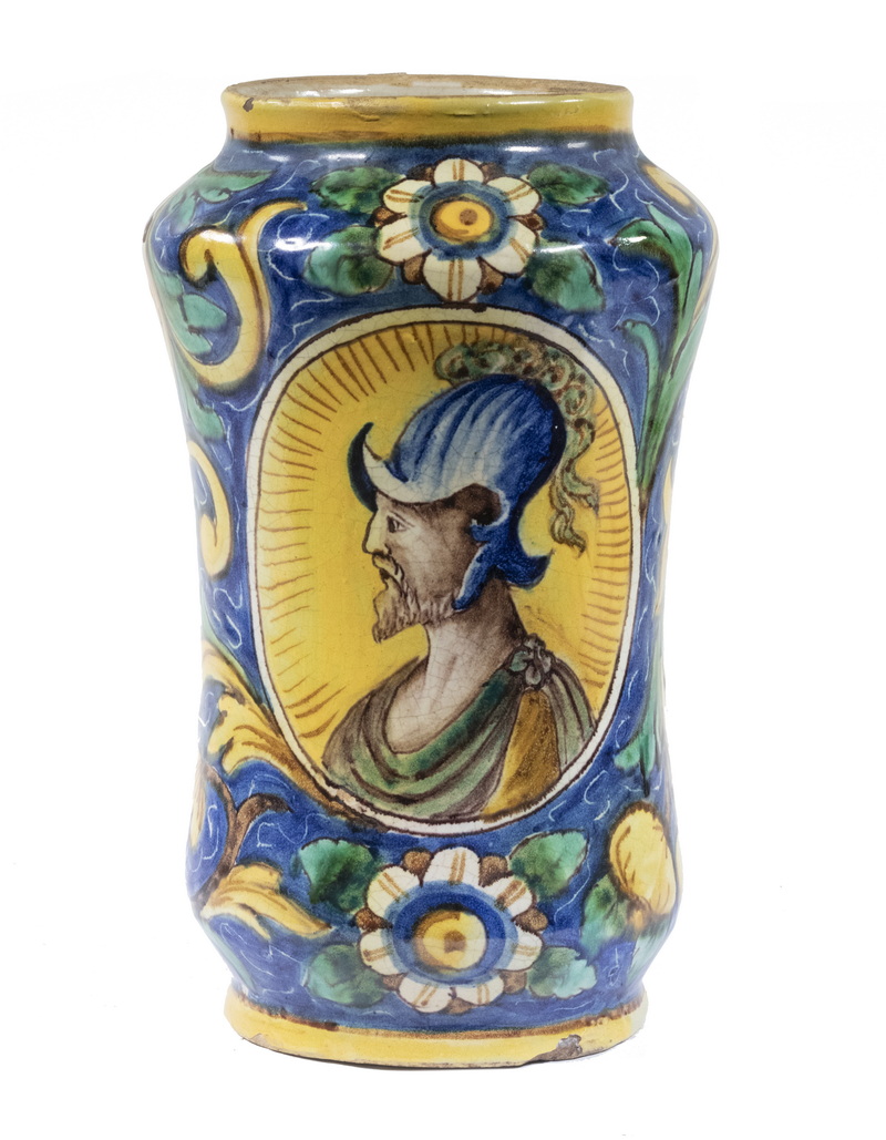 Appraisal: TH C ITALIAN MAIOLICA POTTERY ALBARELLO JAR Typical form with