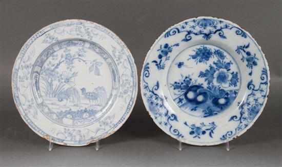 Appraisal: Irish Delftware plate and a similar English Delftware plate both