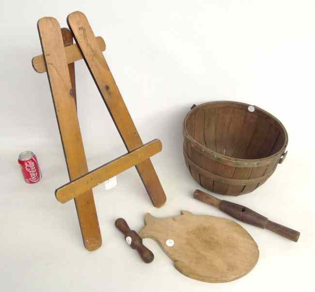 Appraisal: Primitive lot including two early handles cutting board apple basket