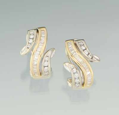 Appraisal: A Pair of Two Tone Gold and Diamond Earrings k