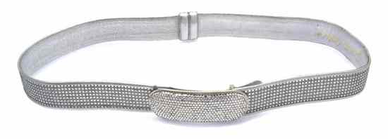 Appraisal: A Judith Leiber Silver Crystal Belt Stamped Judith Leiber