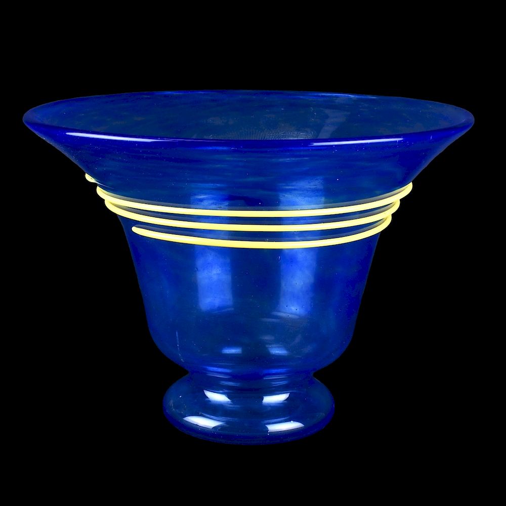 Appraisal: Charles Schneider Blue Art Glass Vase Charles Schneider Blue Art