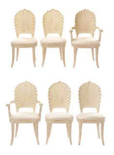 Appraisal: Set Hollywood Regency Style Shell Motif Chairs Continental likely Spanish