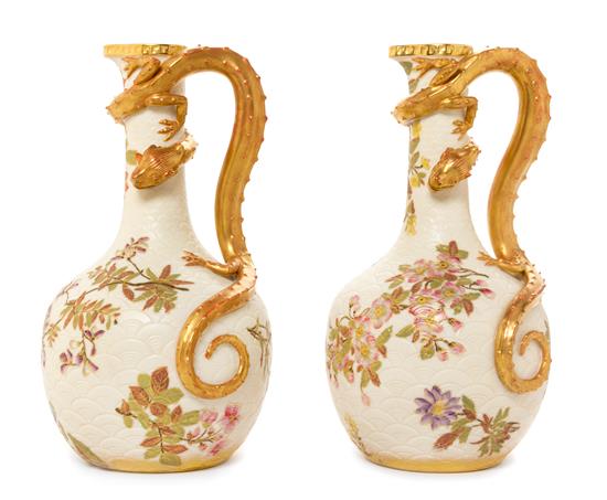 Appraisal: Sale Lot A Pair of Royal Worcester Porcelain Ewers each