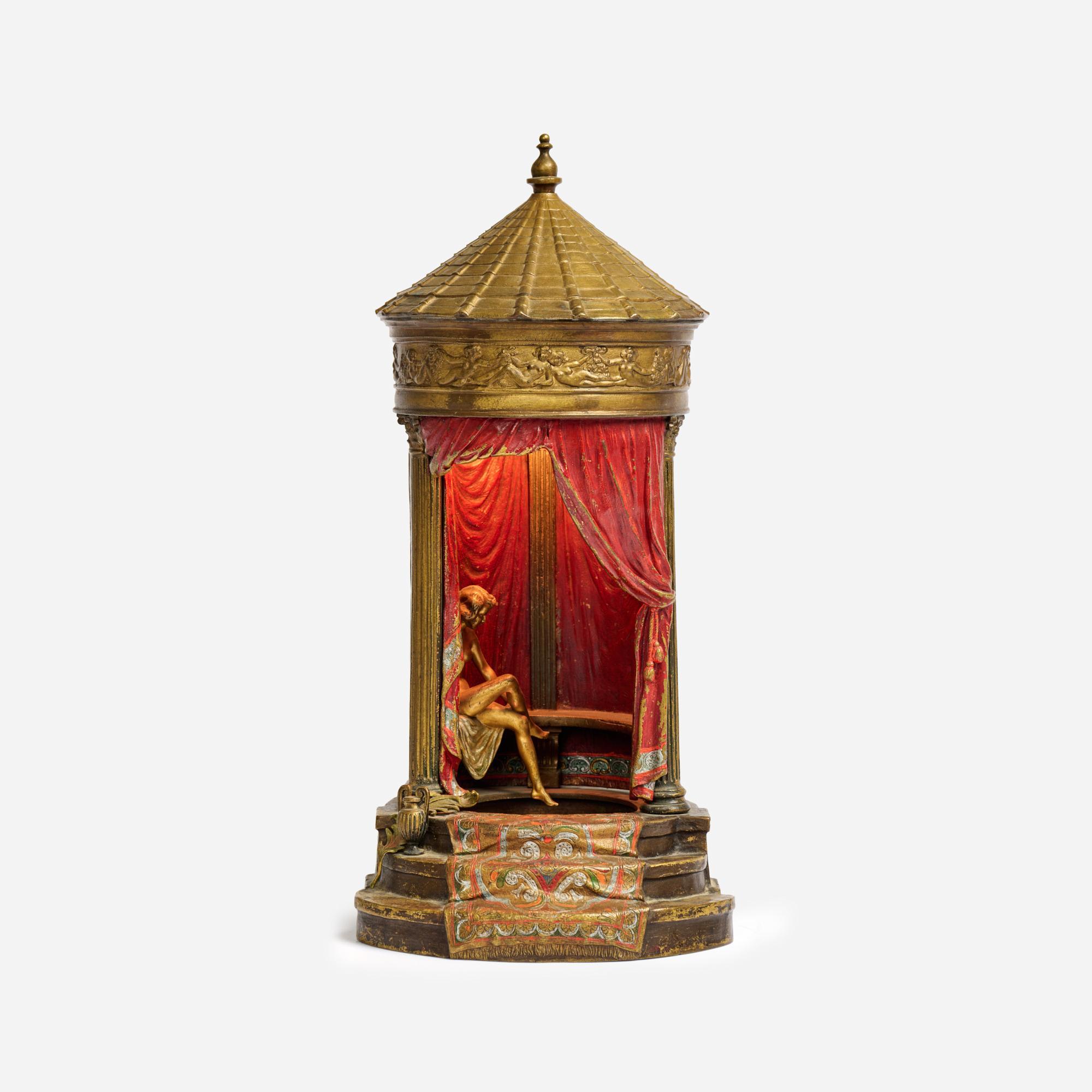 Appraisal: PHILIPP KITTLER ORIENTALIST BRONZE LAMP AFTER BERGMAN A Vienna-style cold-painted