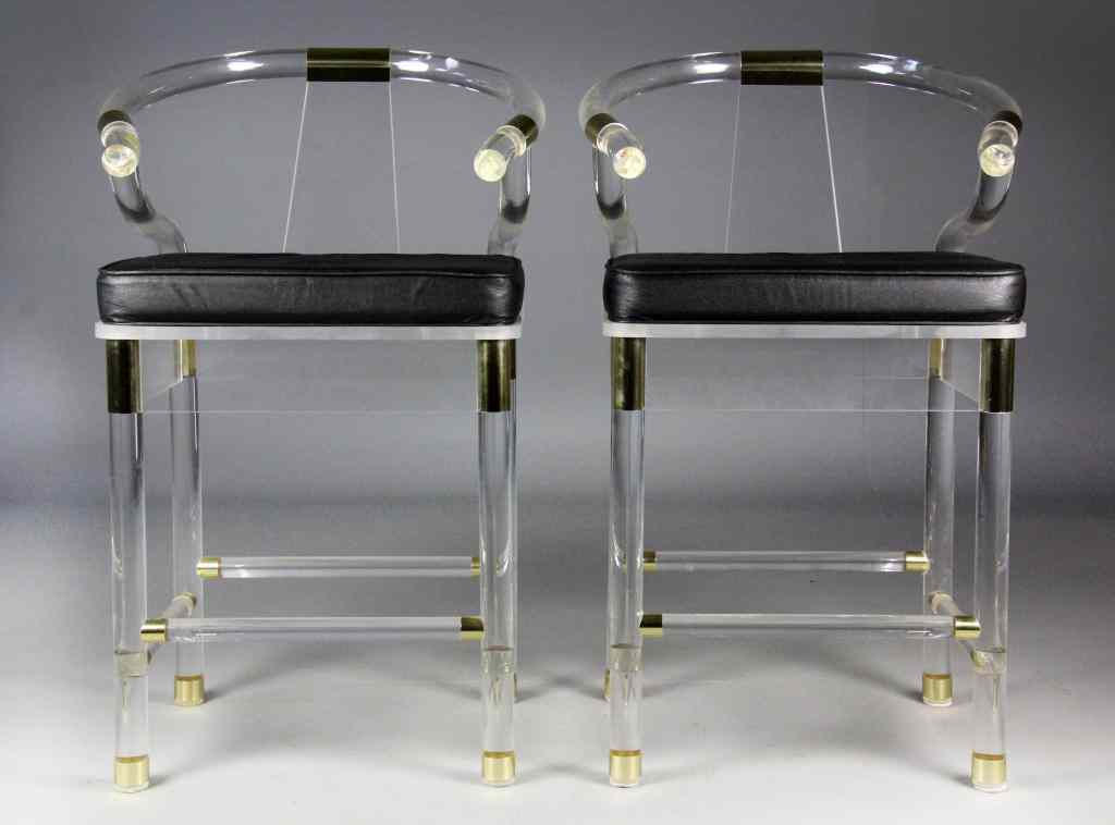 Appraisal: Pr Fine Mid-Century Modern Lucite ChairsFashioned as Chinese horseshow chairs