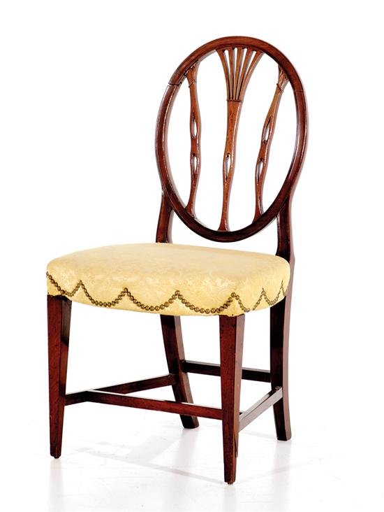 Appraisal: Baltimore Federal inlaid carved mahogany sidechair circa oval back with