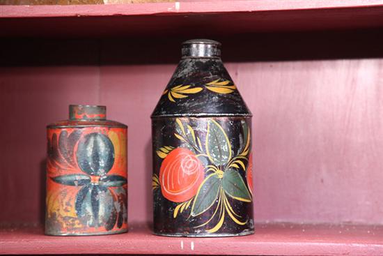 Appraisal: TWO TOLE CANISTERS One black the other red both with