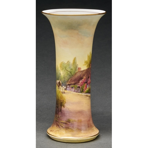 Appraisal: A Royal Worcester spill vase printed and painted with a