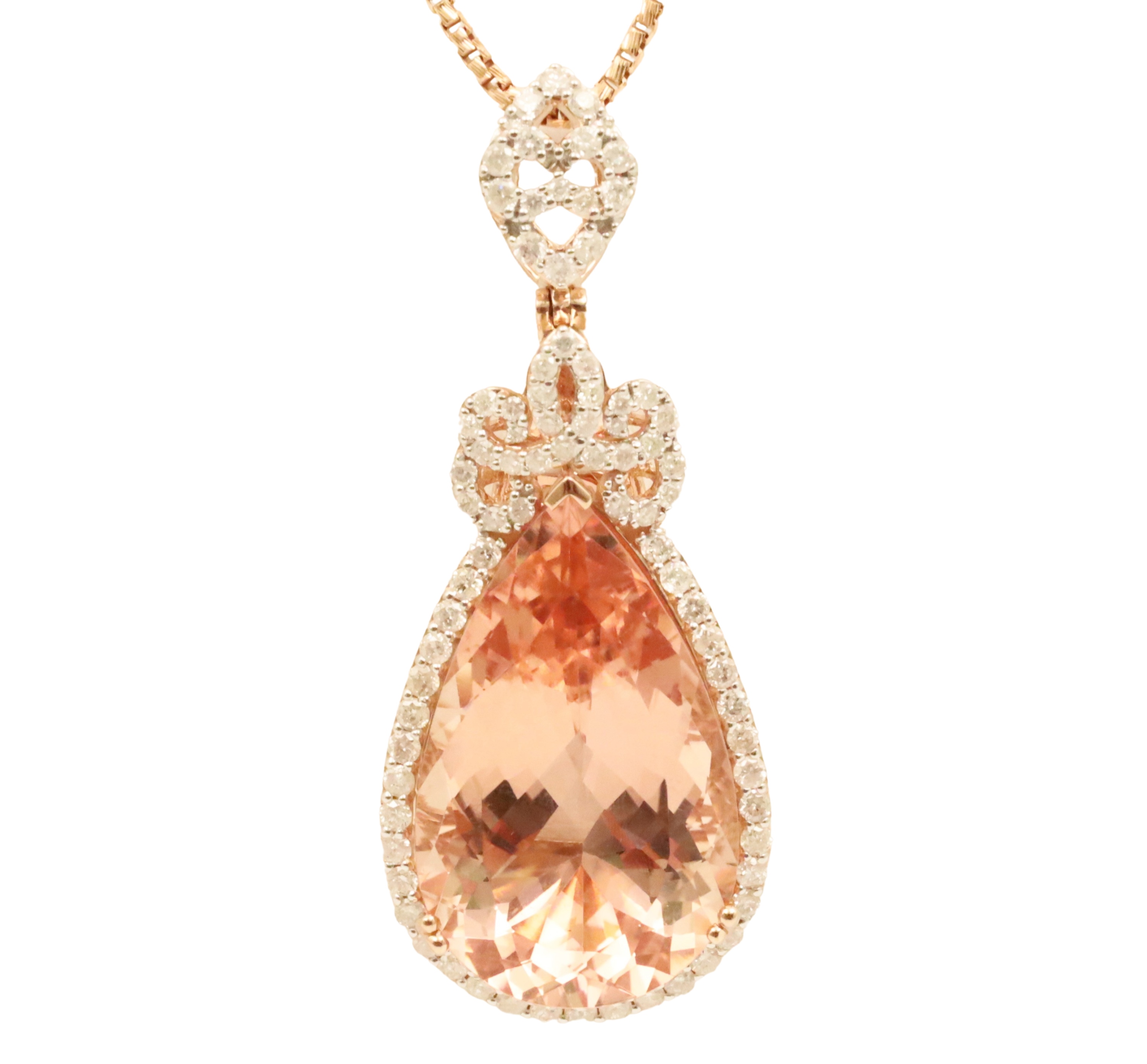 Appraisal: k rose gold Morganite and Diamond Pendant with gold chain