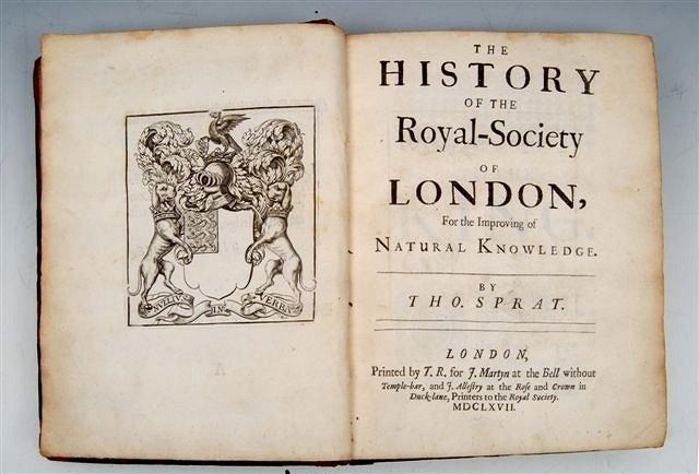 Appraisal: SPRATT Tho 'The History of The Royal-Society of London for