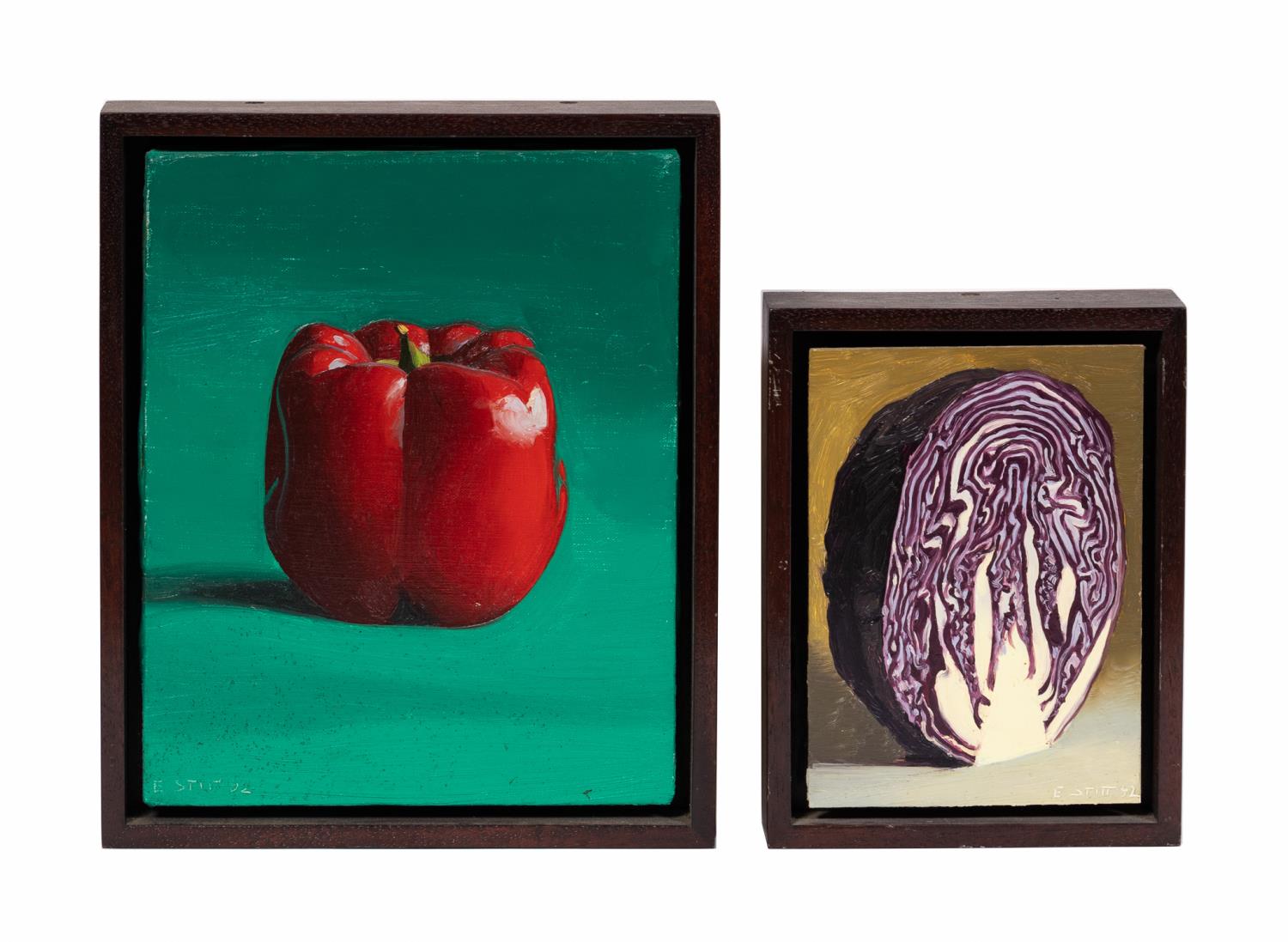 Appraisal: TWO ED STITT FRAMED STILL LIFES PEPPER CABBAGE Ed Stitt