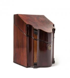 Appraisal: A George III Ebony and Fruitwood Inlaid Mahogany Knife Box