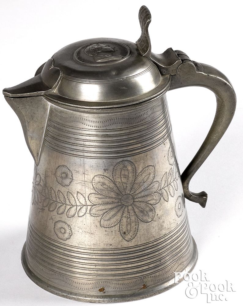 Appraisal: Swedish or Norwegian pewter tankard Swedish or Norwegian pewter tankard