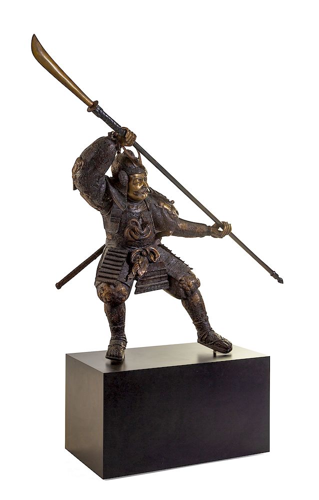 Appraisal: A Large Japanese Bronze Figure of a Warrior A Large