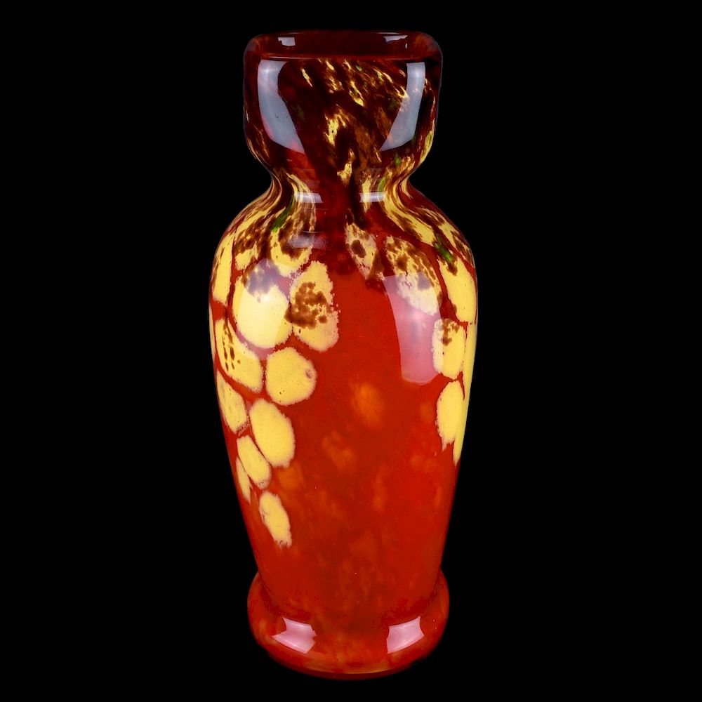 Appraisal: Large Charles Schneider Art Deco Glass Vase Large Charles Schneider