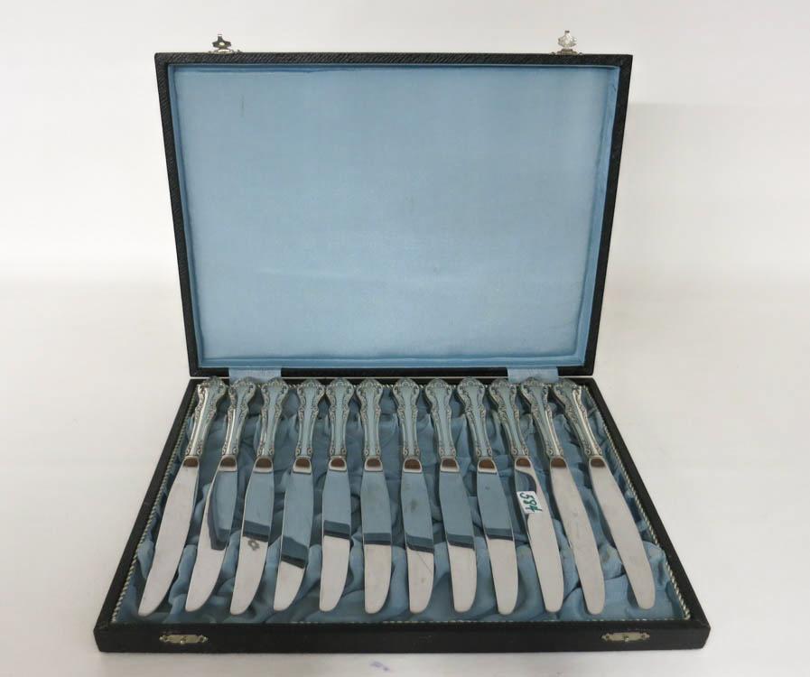 Appraisal: SET OF TWELVE STERLING SILVER DINNER KNIVES Length inches