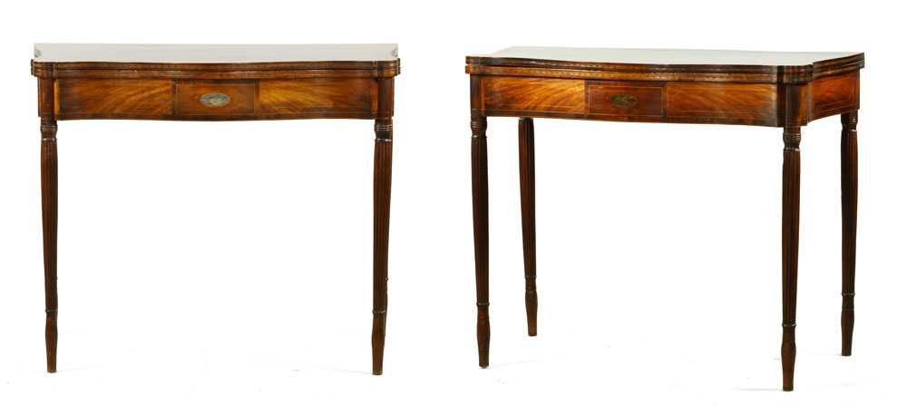 Appraisal: - Early th C Pair of Salem Sheraton Card Tables