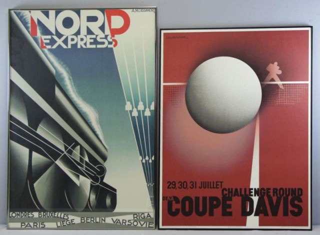 Appraisal: Two A M CASSANDRE Lithograph Posters Nord Express Studio Editions