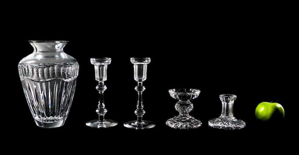 Appraisal: Waterford Crystal Pompeii Vase Candlesticks Five pieces th century Waterford