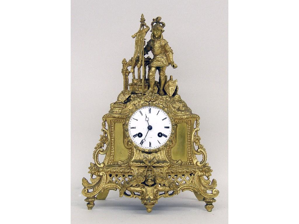 Appraisal: French spelter swinging mystery timepiece the white dial and pendulum