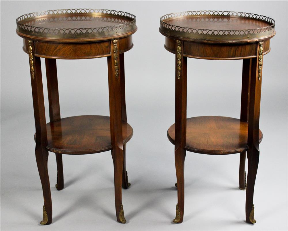 Appraisal: PAIR OF FRENCH EMPIRE STYLE ROUND TABLES each table with