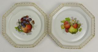 Appraisal: Pair Early th Century KPM Hand Painted Reticulated Porcelain Plates