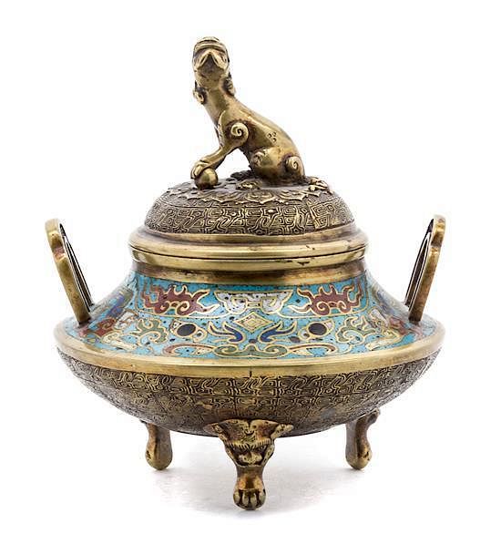 Appraisal: A Cloisonne Tripod Censer Height inches A Cloisonne Tripod Censer