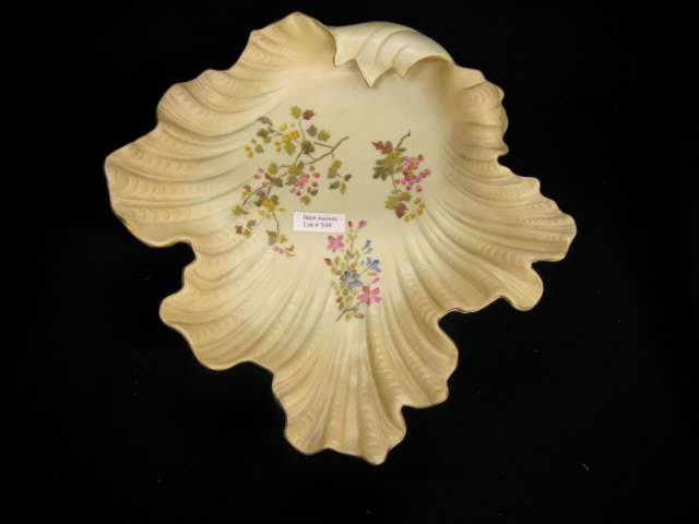 Appraisal: R W Rudolstadt Porcelain Shell Dish elegant floral on creame