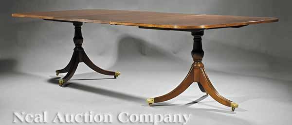 Appraisal: A Regency-Style Inlaid Mahogany Pedestal Dining Table top with reeded