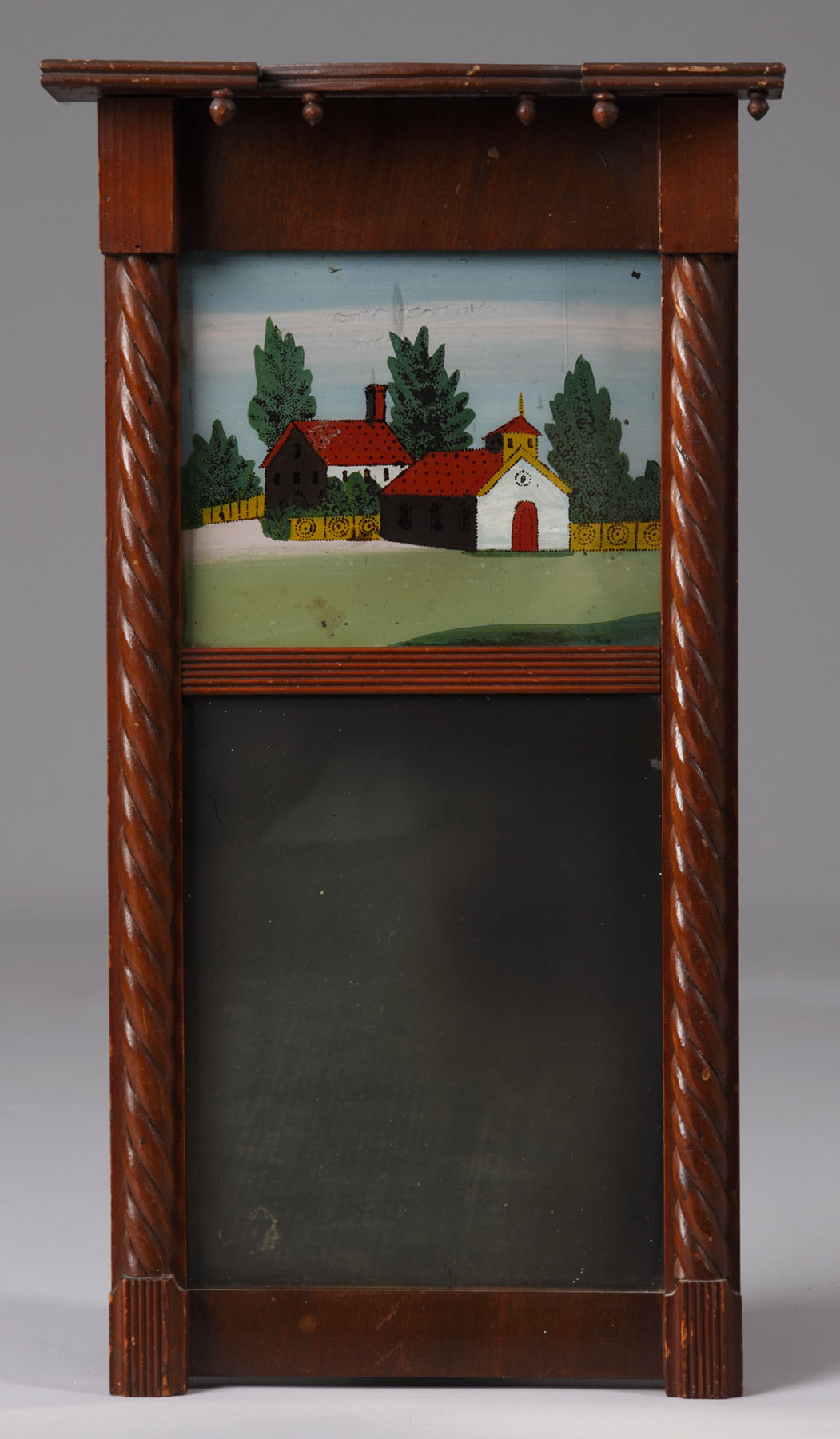 Appraisal: Federal Mahogany Mirror With reverse painted tablet Condition Very good