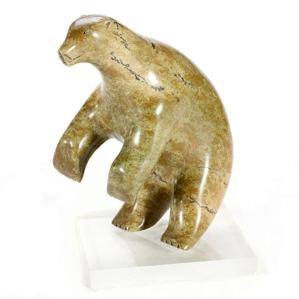 Appraisal: An Inuit Stone Sculpture Elijah Padluq Standing Bear Height in