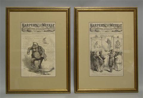 Appraisal: HARPER'S WEEKLY FRAMED HARPER'S WEEKLY ENGRAVINGS April 'Reform is necessary