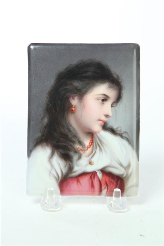 Appraisal: PORTRAIT PLAQUE Germany late th-early th century porcelain Young woman