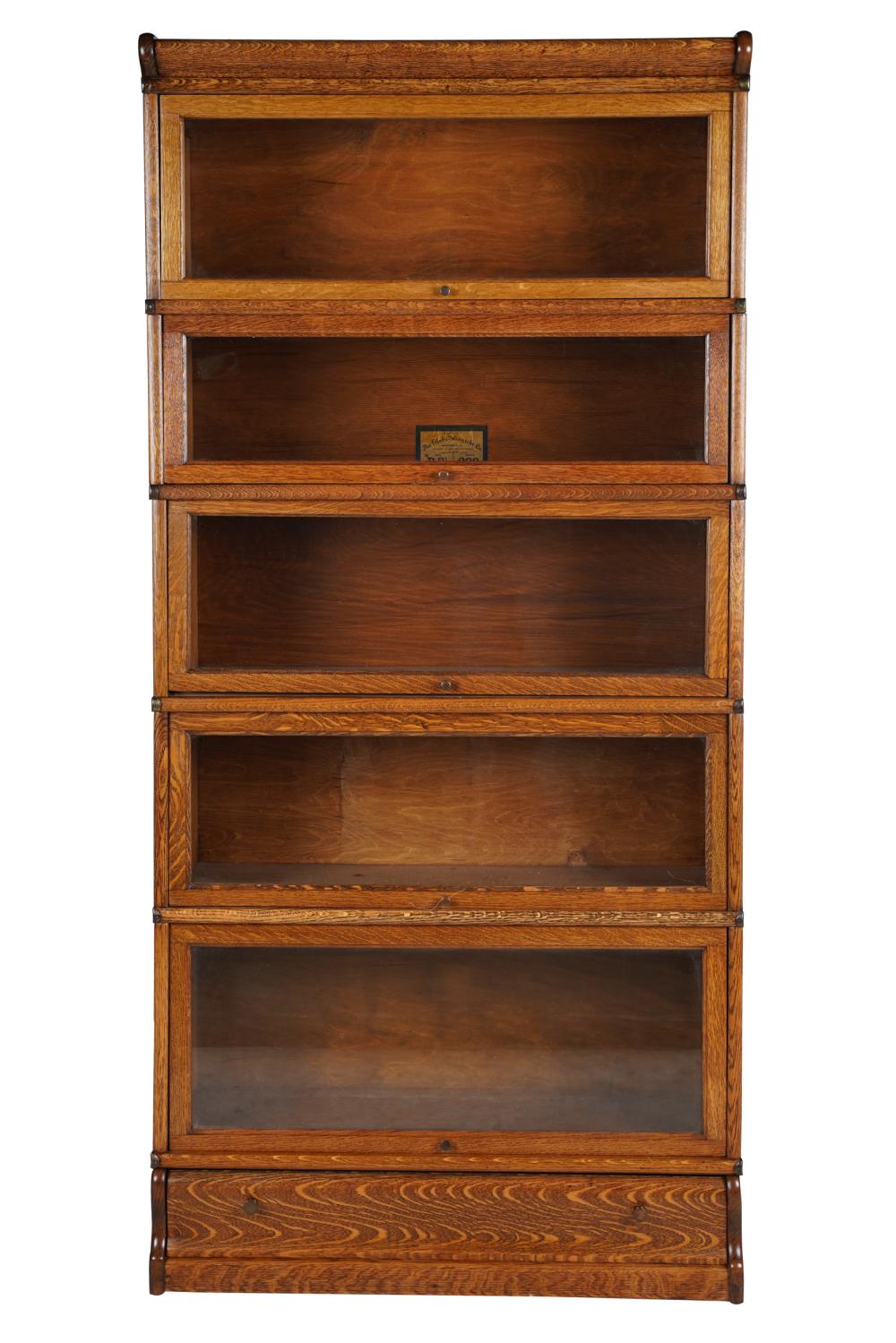 Appraisal: GLOBE WERNICKE FIVE-SECTION LAWYER'S BOOKCASEoak with one paper label with