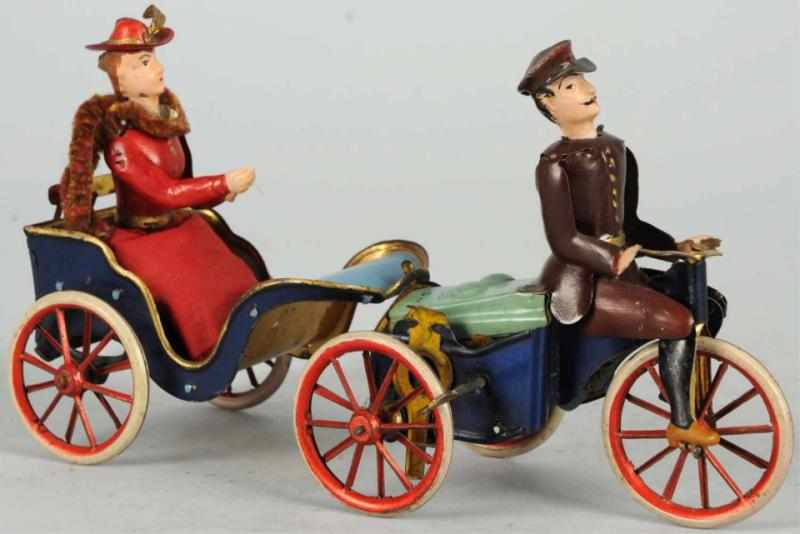 Appraisal: Tin Litho Lehmann Anxious Bride Wind-Up Toy German Working Two-piece