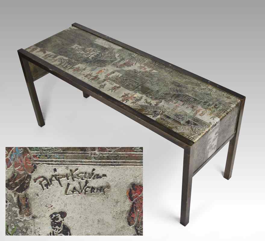 Appraisal: PHILIP KELVIN LAVERNE ORIENTAL CONSOLE TABLE Bronze clad table with