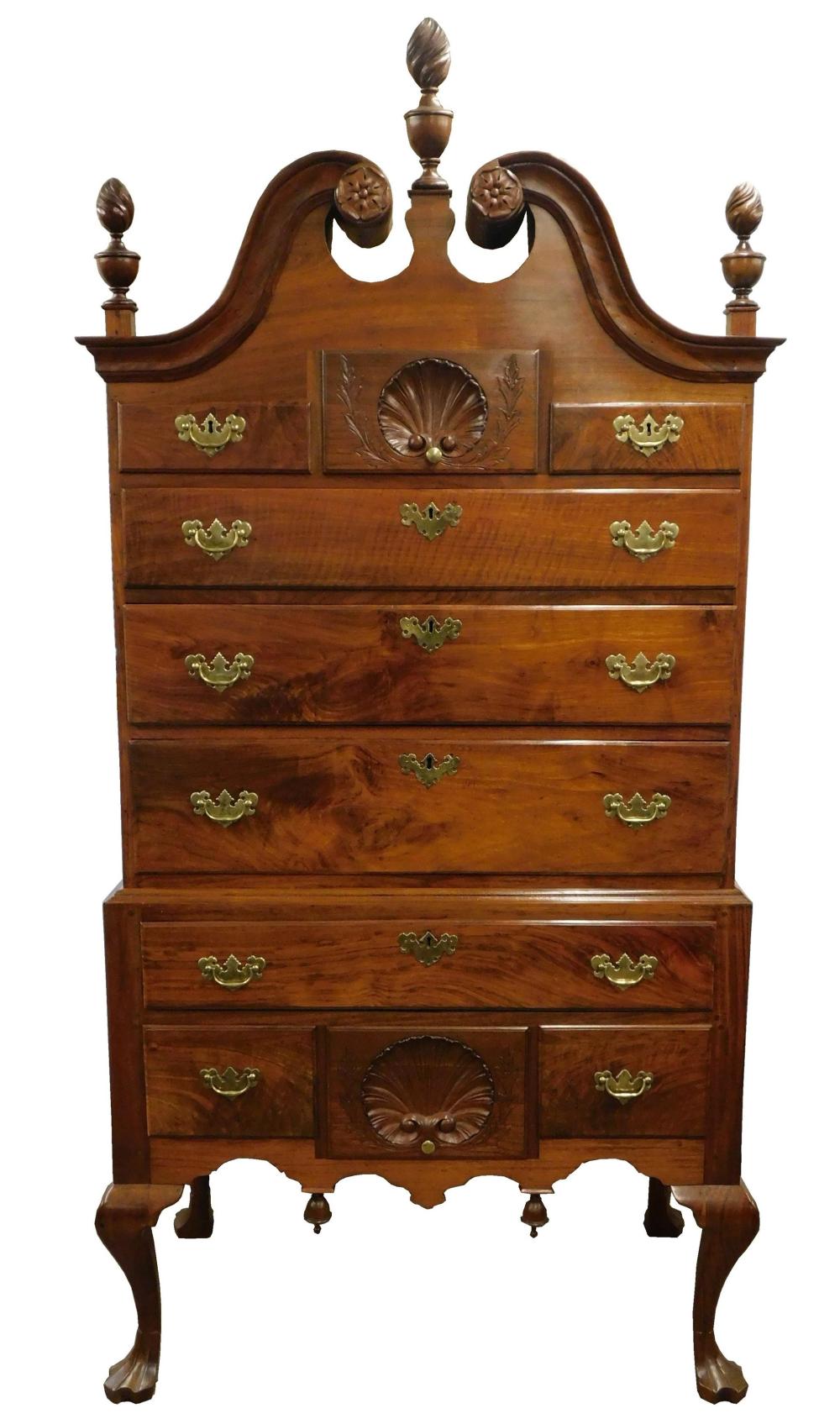 Appraisal: Highboy or high chest of drawers walnut in two pieces