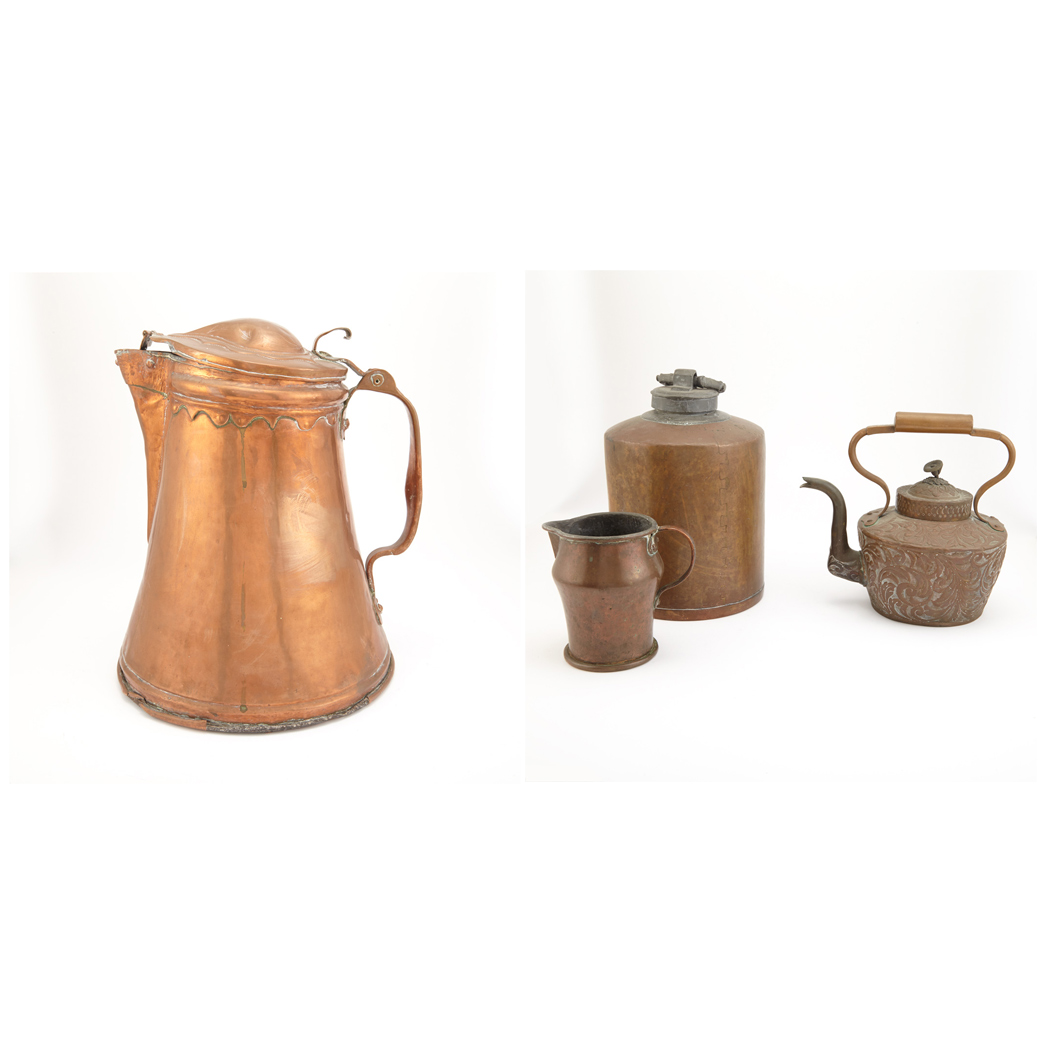 Appraisal: Group of Copper Utensils th Century Comprising a large lidded