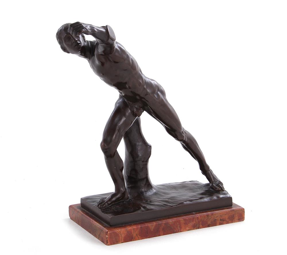 Appraisal: Oskar Gladenbeck attributed to German - YOUNG ATHLETE bronze with