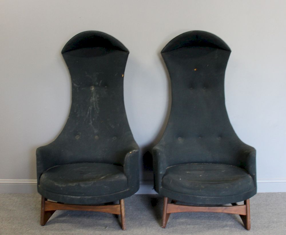 Appraisal: MIDCENTURY Rare Pair of Adrian Pearsall High Back Hooded Lounge